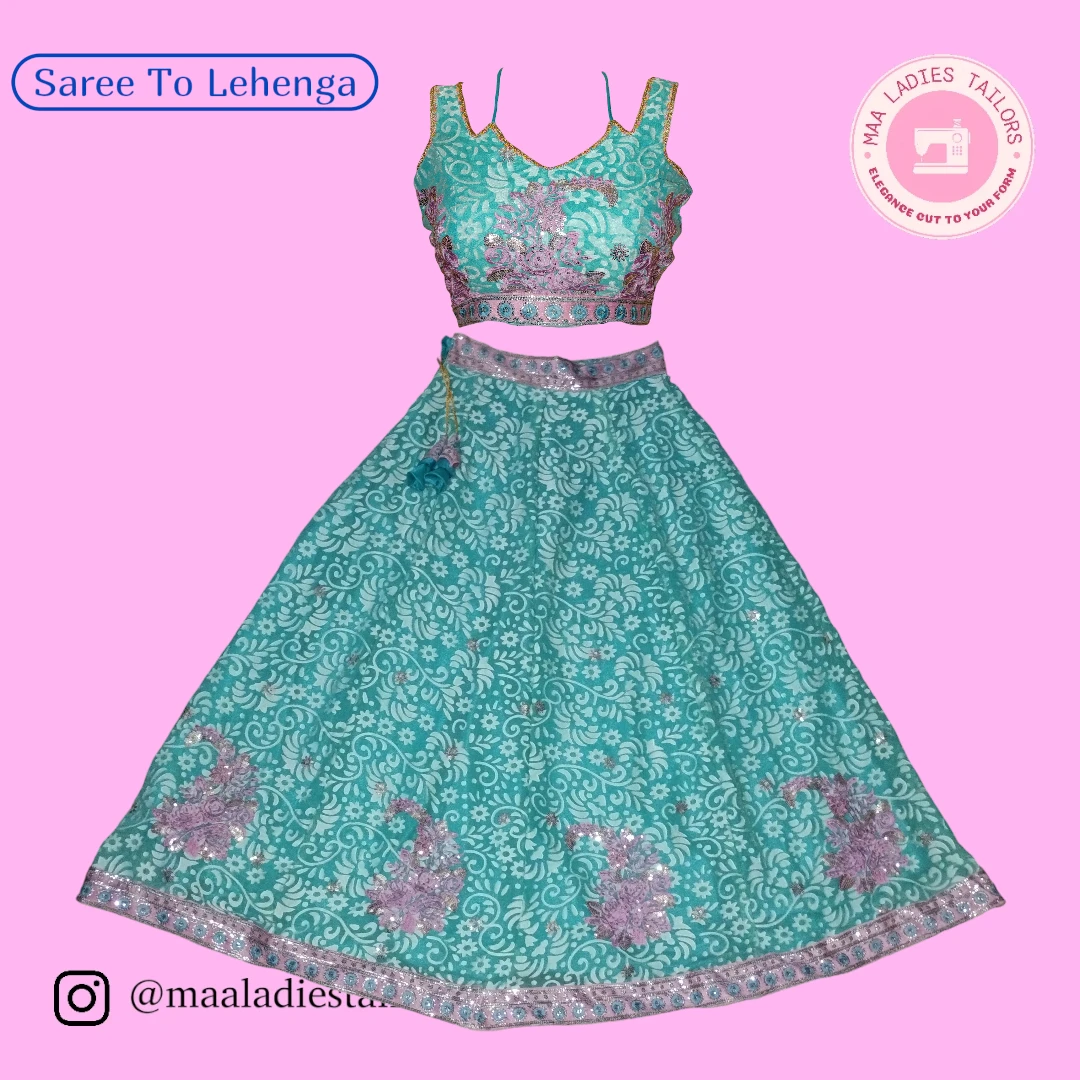 Saree To Blue Lehenga